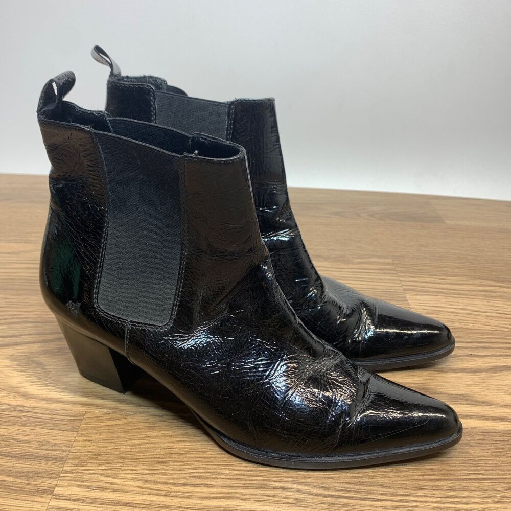 Michael Kors Elegant Black Ankle Boots Patent Leather Womens Size 7.5M Italy